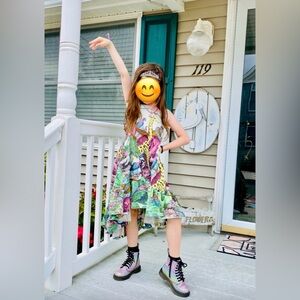 Vibrant Jungle Print Kids Dress
